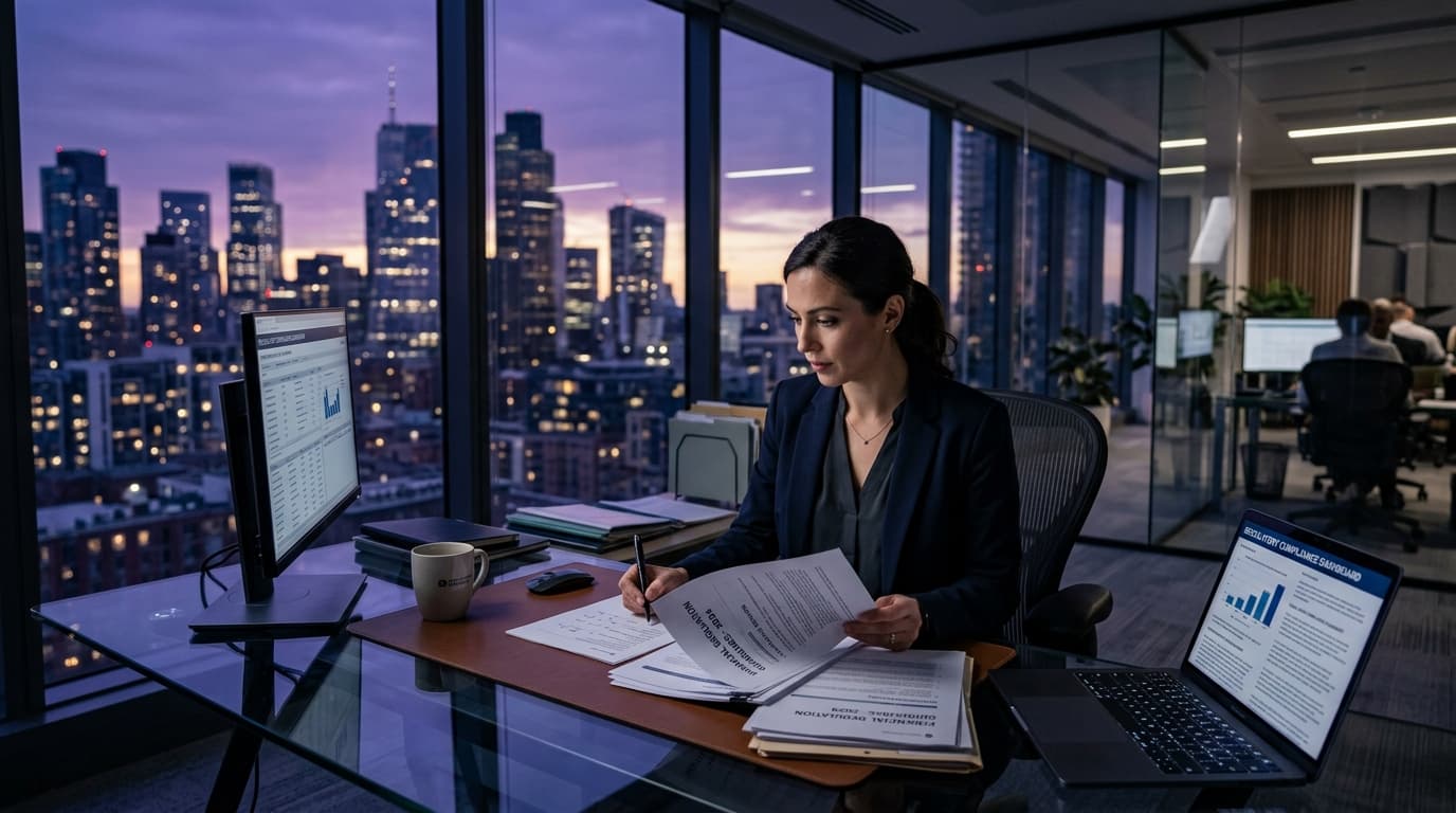 Compliance professional reviewing crypto-asset regulation requirements